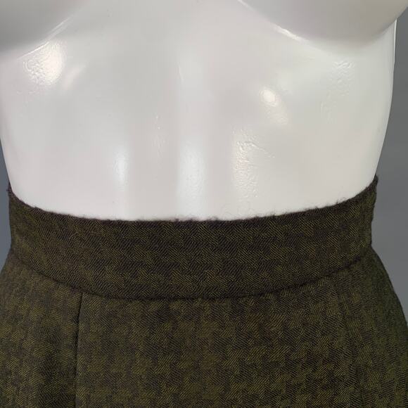 OKW Size XS Green Wool Button Down Houndstooth Mini Skirt Suit - Picture 12 of 12